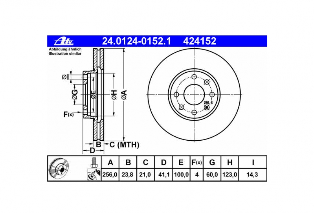 Set discuri frana fata Opel Astra G ATE