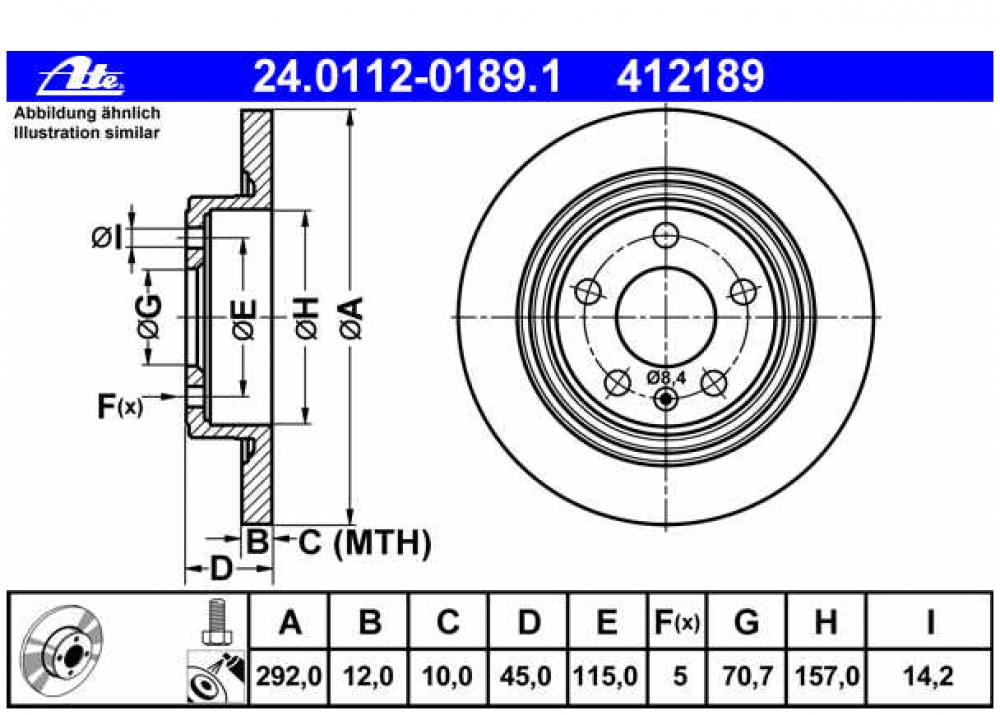 Set disc frana spate Opel Astra J ATE