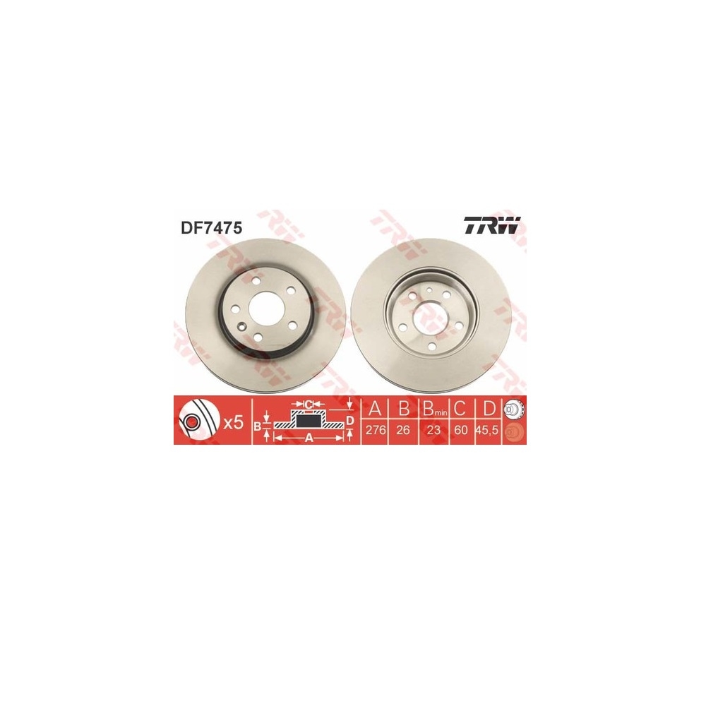 Set discuri frana fata J67 Opel Astra J TRW