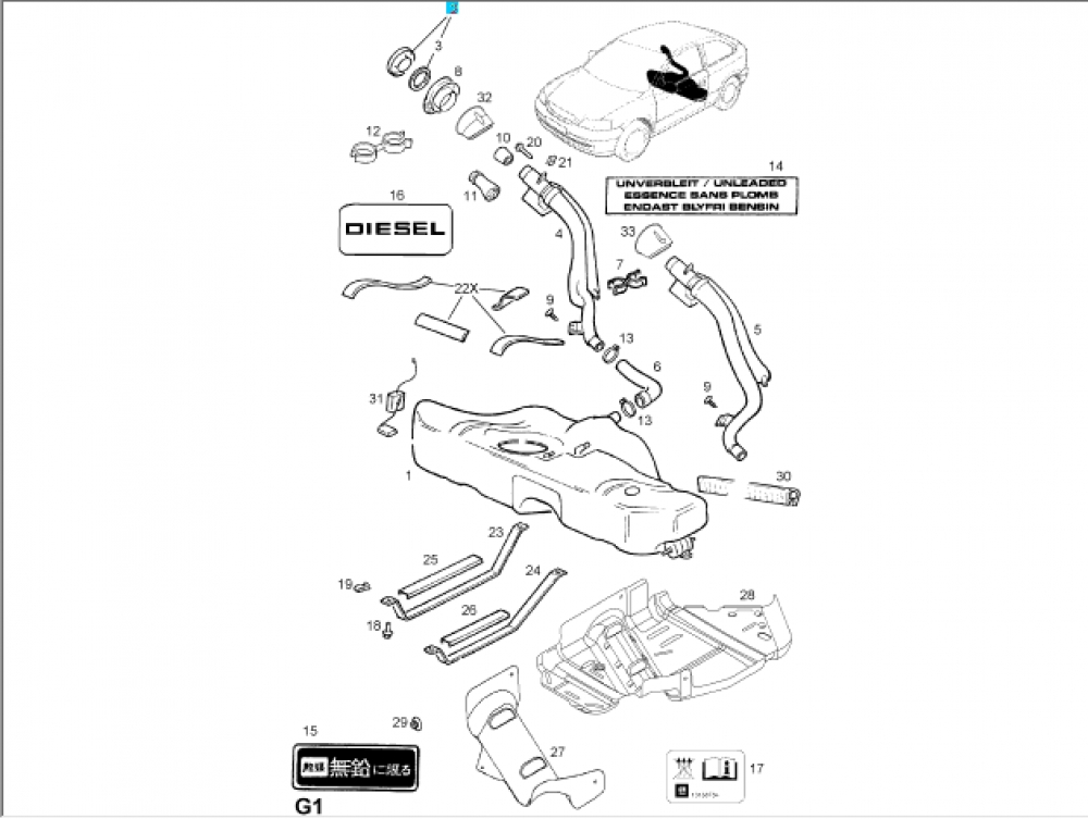 Buson rezervor Opel Astra G, Astra H, Corsa C, Vectra C GM