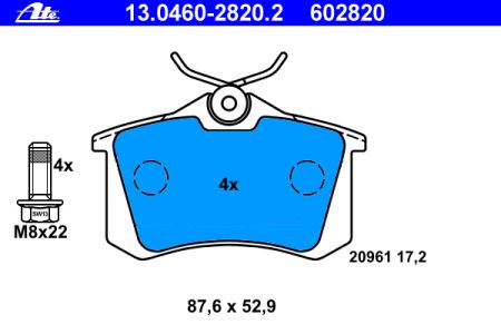 Placute frana spate ATE VW Golf VI 1.6 tip motor BSE BSF CCSA CM Audi Allroad (4BH,CX5) 05.00-08.