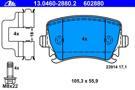 Placute frana spate ATE VW Golf V 1.9 TDI tip motor BRU BXF BXJ