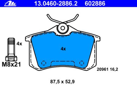 Placute frana spate ATE VW Bora 1.8 T tip motor AGU ARX AUM BAE