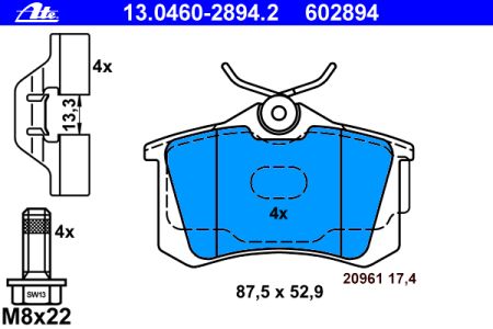 Placute frana spate ATE VW Bora 1.8 T tip motor AGU ARX AUM BAE