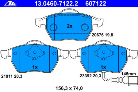 Placute frana fata ATE VW Bora 1.8 T tip motor AGU ARX AUM BAE 1