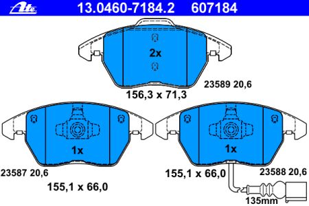 Placute frana fata ATE VW Golf V 1.9 TDI tip motor BRU BXF BXJ 6