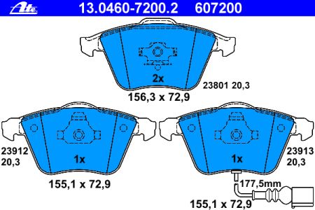 Placute frana fata ATE VW Golf V 2.0 TDI tip motor BMN 125 kw