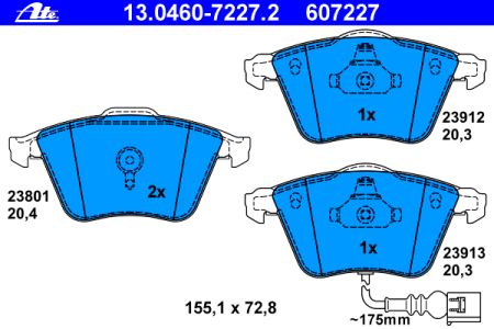 Placute frana fata ATE VW Golf VI 1.2 TSI tip motor CBZA 63 kw Pagina 2/piese-auto-mini-cooper/opel-astra-j/piese-auto-nissan - Sistem de franare VW Golf VI 5K1