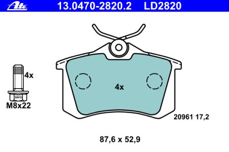 Placute frana spate ATE VW Golf V 1.6 tip motor BGU BSE BSF 75 k