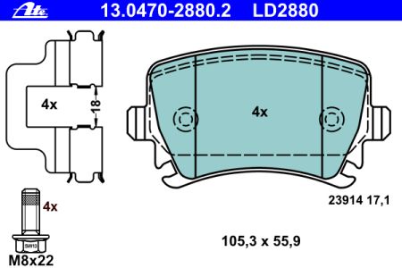 Placute frana spate ATE VW Golf V 1.6 MultiFuel tip motor CCSA 7