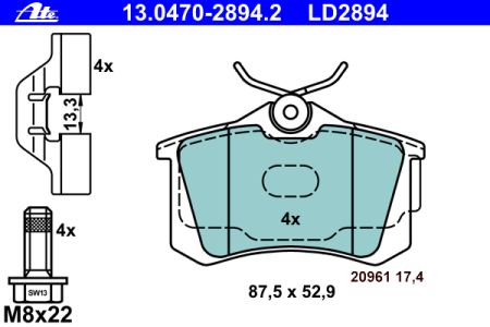 Placute frana spate ATE VW Bora 1.8 T tip motor AUQ 132 kw