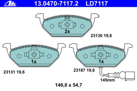 Placute frana fata ATE VW Golf V 1.4 16V tip motor BUD 59 kw