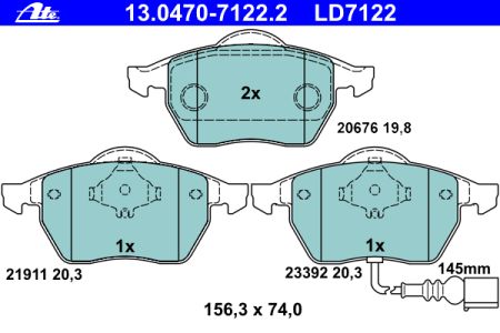 Placute frana fata ATE VW Bora 1.8 T tip motor AUQ 132 kw