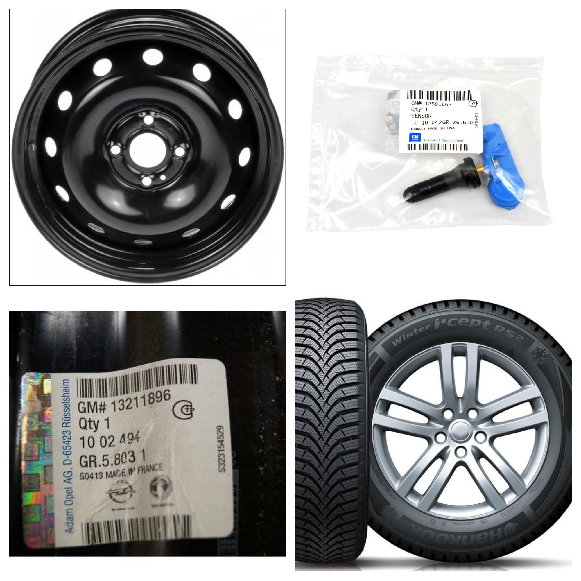 Janta cu senzor presiune si anvelopa Hankook W452 185/70 R14 88T iarna Opel Adam