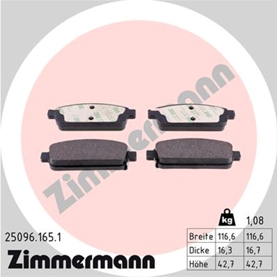 Placute frana spate pentru Opel Astra J ZIMMERMANN Pagina 2/seturi-reparatie-cutie-viteze-luk/piese-auto-chevrolet/opel-gt - Dispozitive de franare Opel Astra J