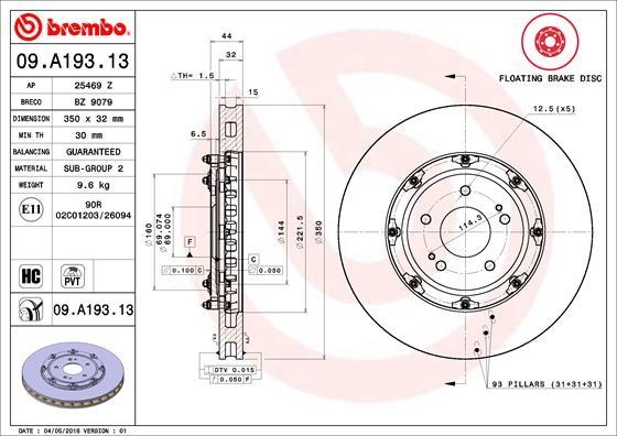 Piese Auto Opel Set discuri frana fata Mitsubishi Lancer EVO X marca BREMBO Revizie Masina