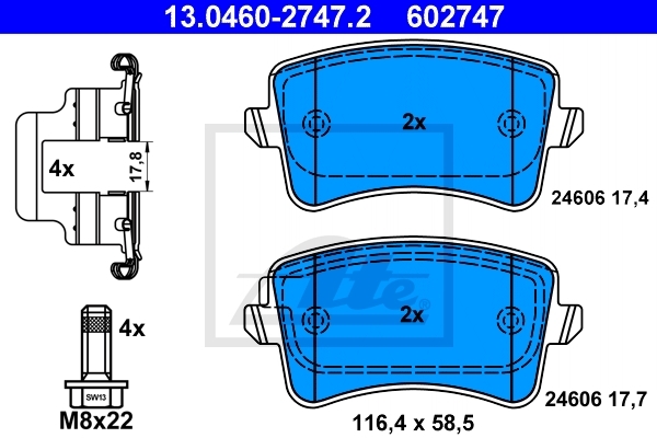 Set placute frana spate Audi A4 2.0 Audi A4( 8K2,B8) 11.07-
