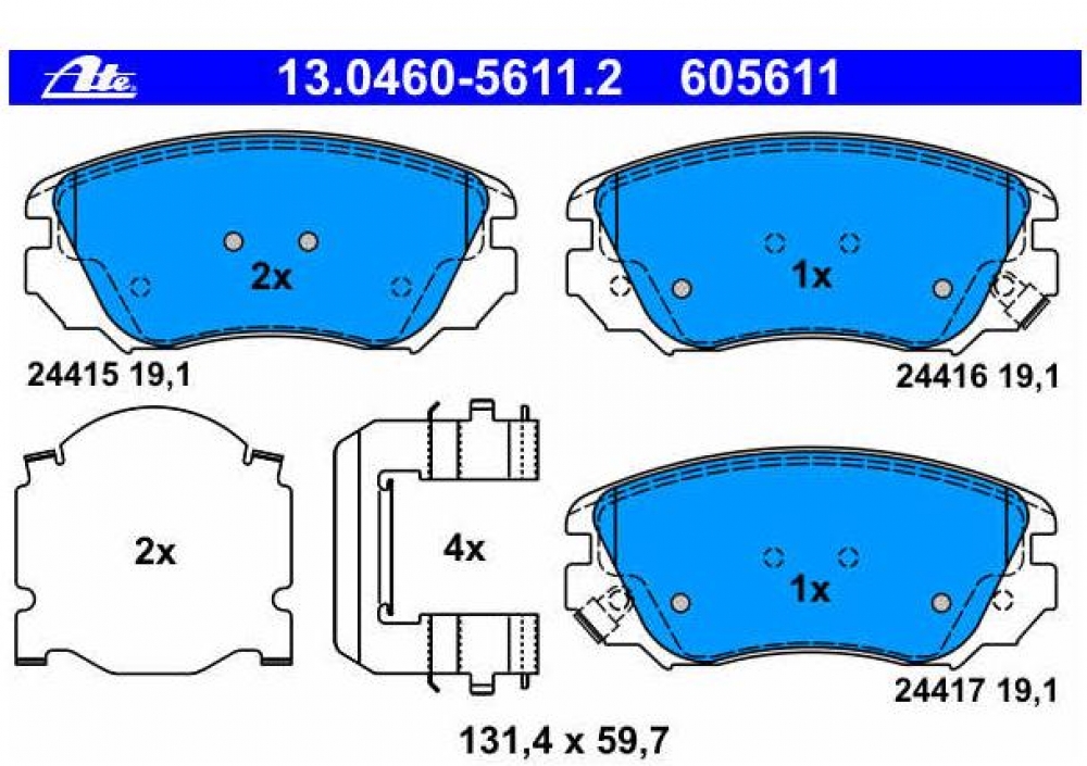 Placute frana fata Opel Insignia J60 ATE