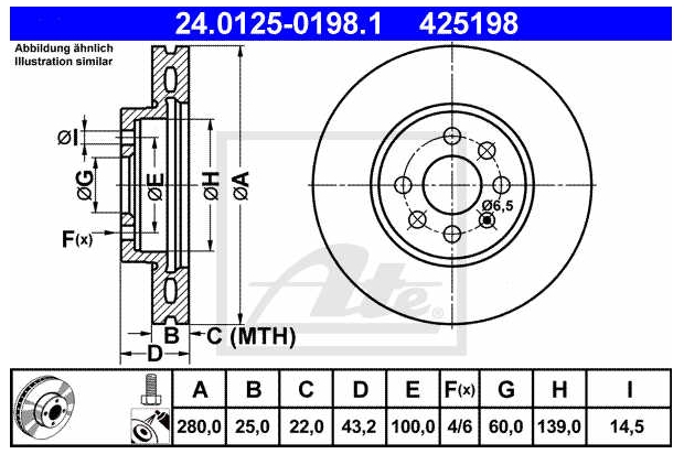 Set discuri frana fata Opel Astra H 4 prezoane ATE