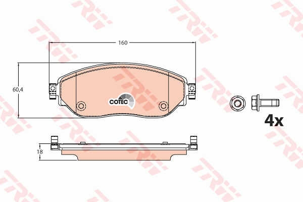 Kit placute frana fata Opel Vivaro B marca TRW