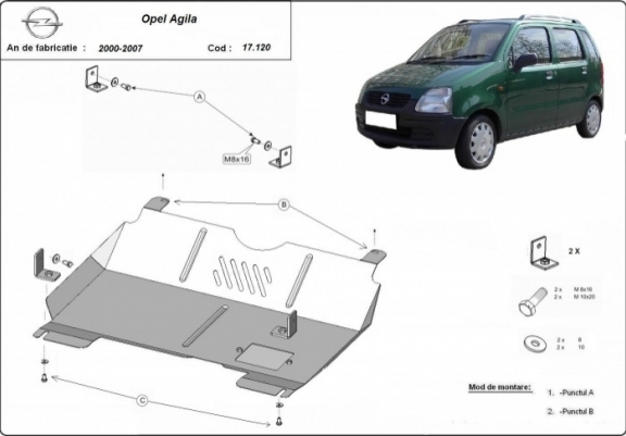 Scut motor metalic Opel Agila 1.0 1.2 1.3D 2000-2007