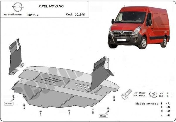 Scut motor metalic Opel Movano 2010
