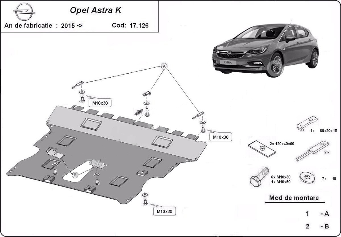 Scut motor metalic Opel Astra K fabricat dupa 2015